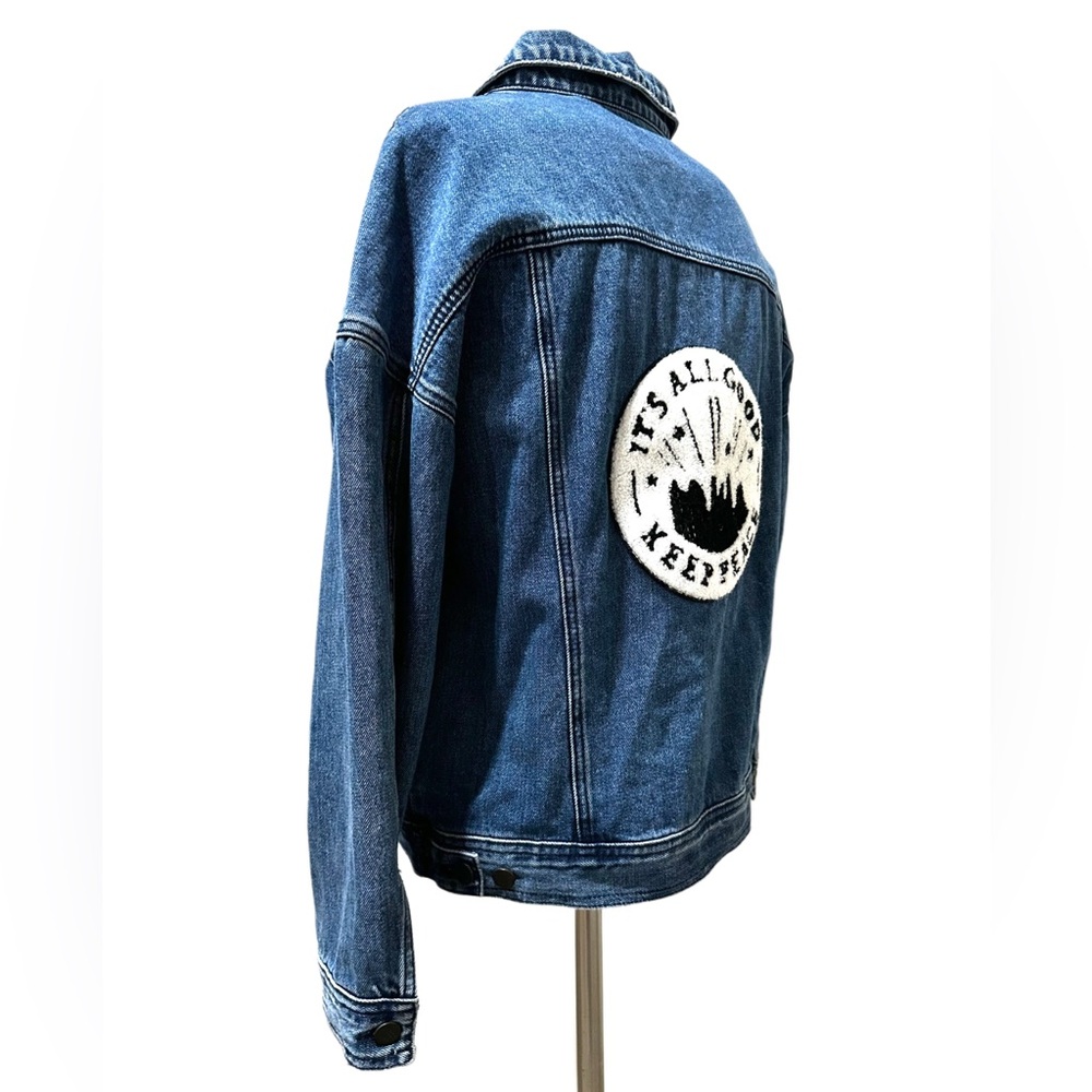 DENIM STATEMENT For The Republic Dark Blue Jacket with Text Detail Peace medium - Picture 6 of 15